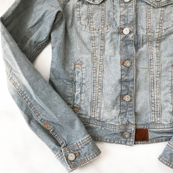 Anthropologie Pilcro Railroad Stripe Denim Jacket - Picture 5 of 5